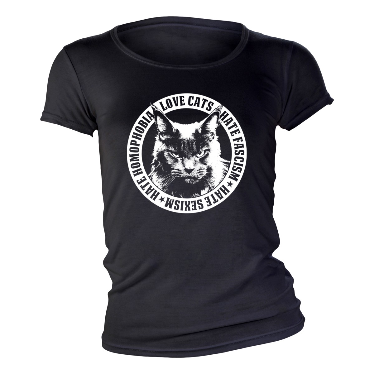 Love Cats - Hate Fascism Ladies Shirt