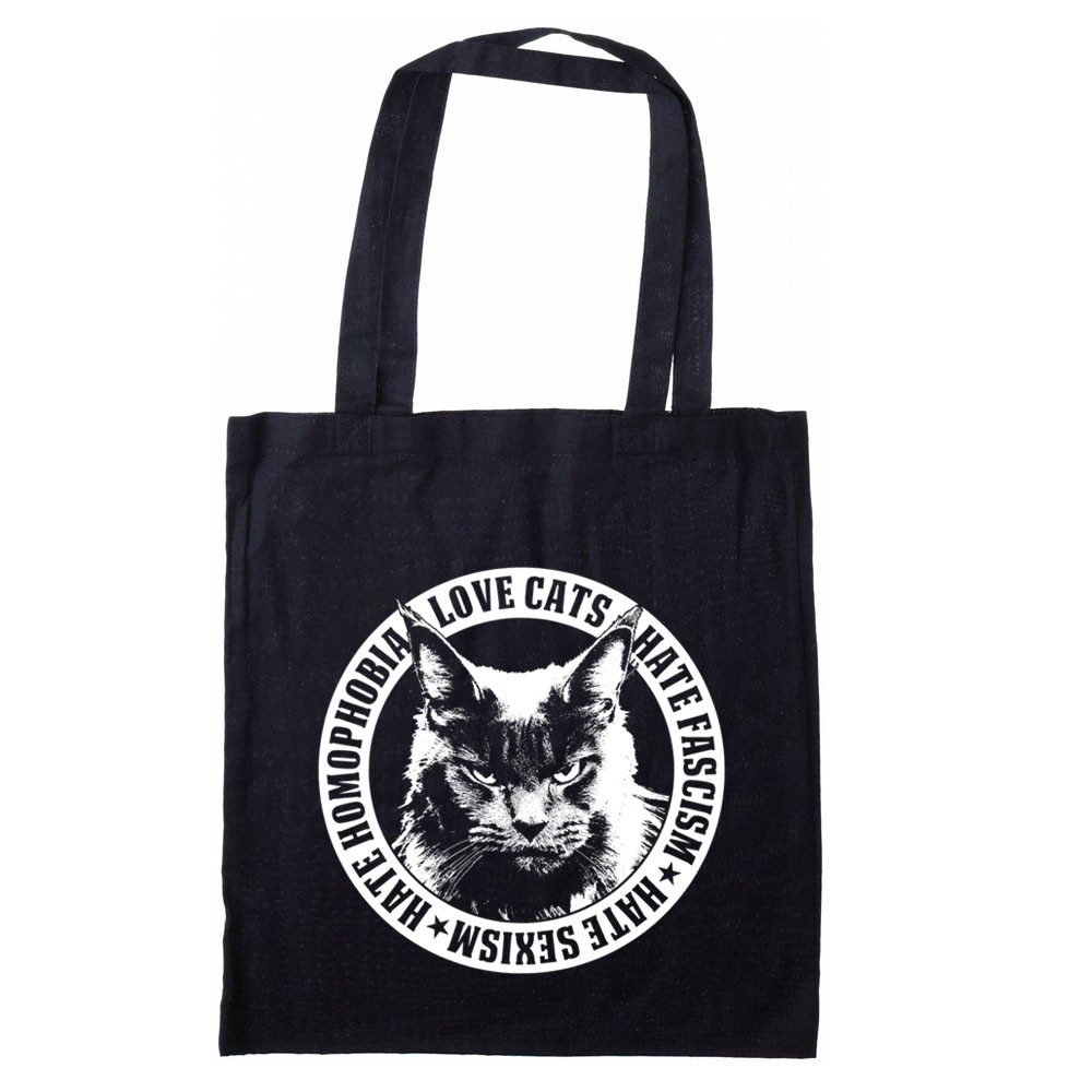 Love Cats - Hate Fascism Stofftasche