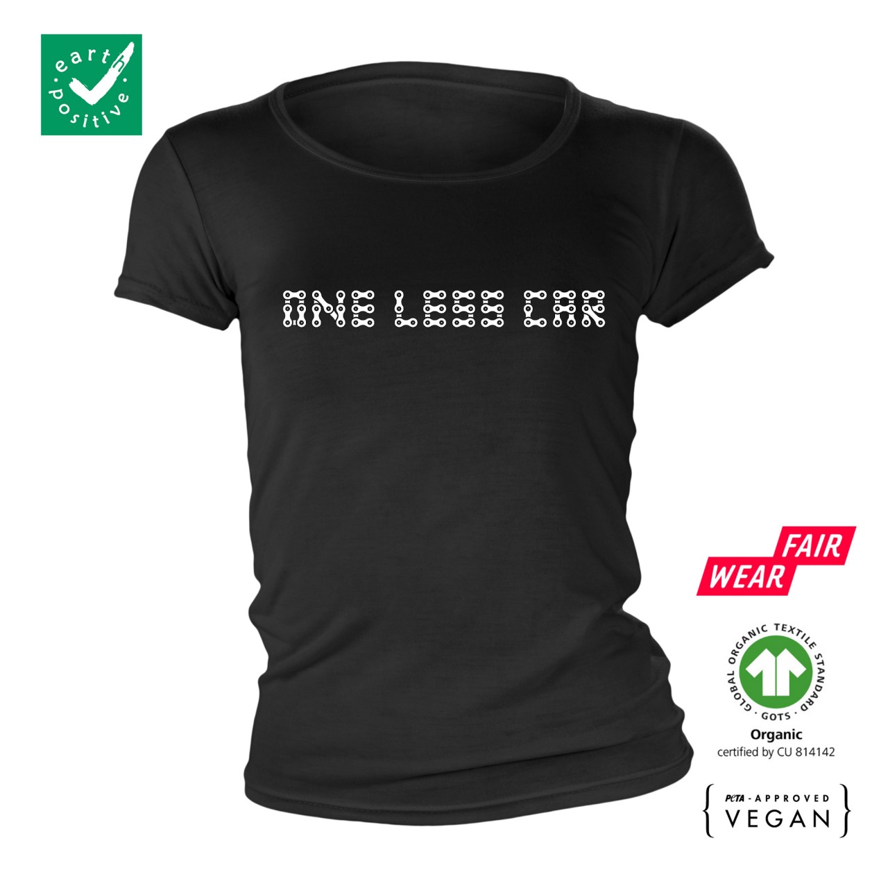 One Less Car Schriftzug Ladies Bio Shirt Gr. XL