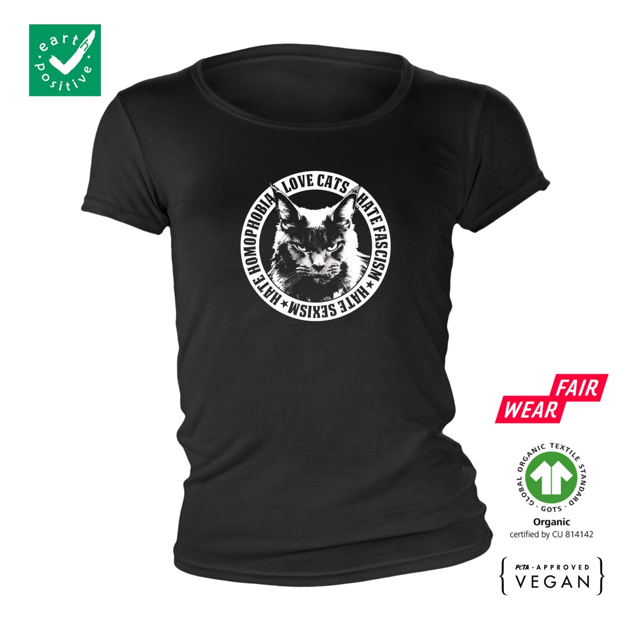 Love Cats - Hate Fascism Bio Ladies Shirt